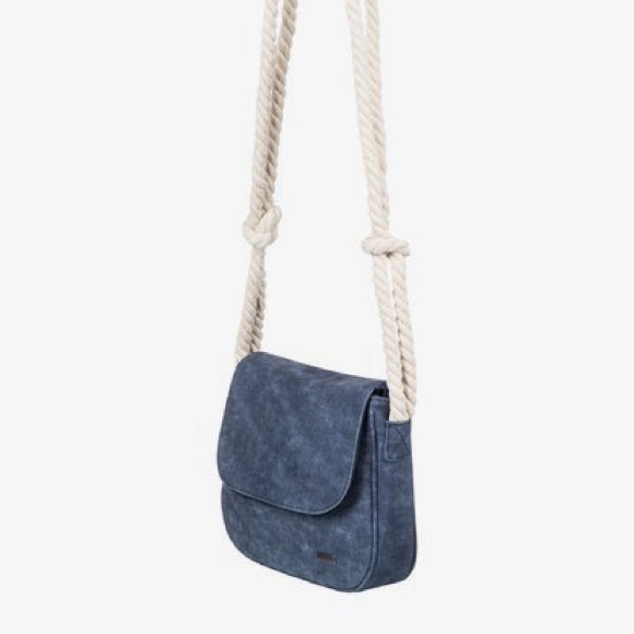 Roxy When We Move Small Crossbody Bag Purse - Blue - Faux Leather W/ Rope Strap - Picture 11 of 11